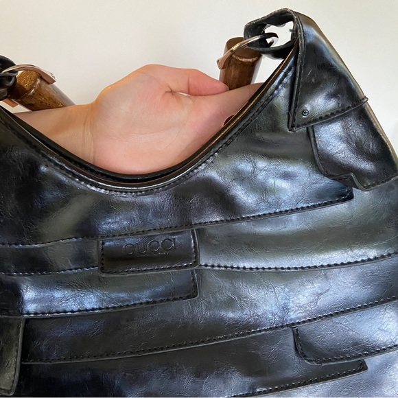 Vintage Gucci leather layered purse with wooden handle - Picture 8 of 12